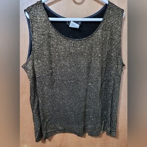 R&K  Evening Gold & Black Sleeveless Top Size 22/24